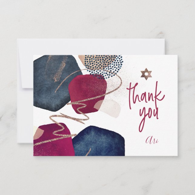 Watercolor Modern Abstract Mitzvah THANK YOU   (Front)