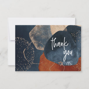 Watercolor Modern Abstract Mitzvah THANK YOU Card