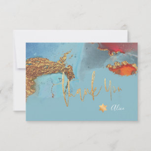 Watercolor Modern Abstract Mitzvah THANK YOU   Card