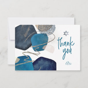 Watercolor Modern Abstract Mitzvah THANK YOU   Card