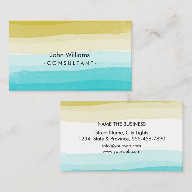 Watercolor Modern Abstract Painted Brush Art Business Card (Front/Back)