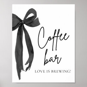 Watercolor Modern Black Bow Coffee Bar Sign
