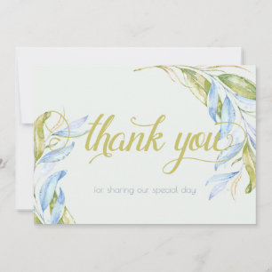 Watercolor Modern Boho Leafy Branches Thank You