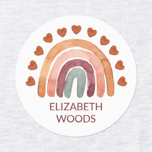 Watercolor Modern Boho Rainbow & Heart Name School