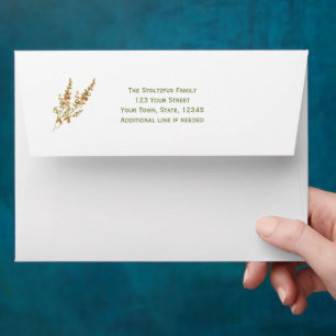 Watercolor Modern Botanical Green Golden Custom Envelope