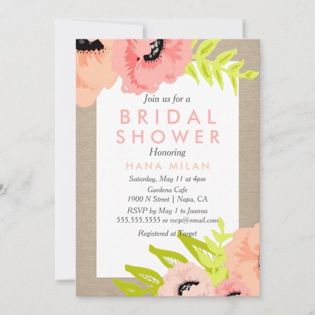 Watercolor Modern Bridal Shower Invitation (Front)