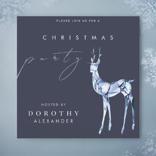Watercolor Modern Crystal Reindeer Christmas Party Invitation