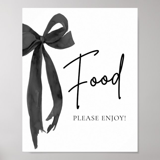 Watercolor Modern Elegant  Bow Bow Food Sign (Front)