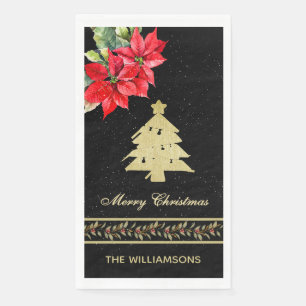 WATERCOLOR MODERN ELEGANT CHRISTMAS TREE NAPKIN