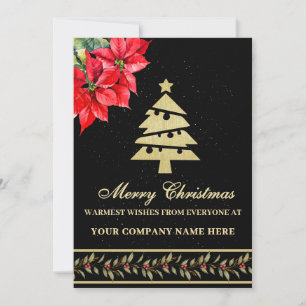 WATERCOLOR MODERN ELEGANT POINSETTIA TREE HOLIDAY CARD