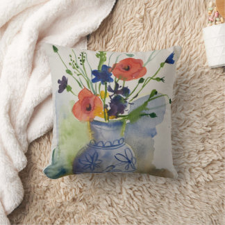 Watercolor modern flowers  cushion