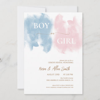 Watercolor Modern Gender Reveal Invitation