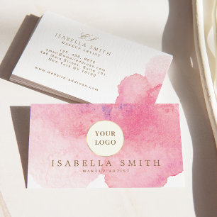 Watercolor Modern Girly Logo Business Card