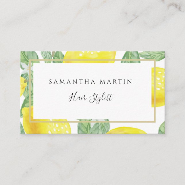 Watercolor Modern Lemon Business Card (Front)