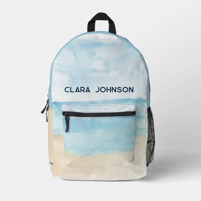 Watercolor Modern Minimal Pattern Printed Backpack (Front)