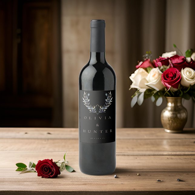 Watercolor Modern Olive Branch Wedding Wine Label (Creator Uploaded)