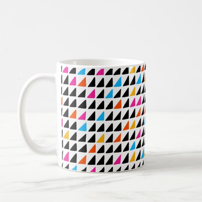 Watercolor modern pattern with blue triangles. Sea Coffee Mug (Left)