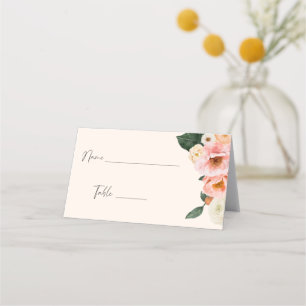 Watercolor Modern Pink Peach Floral Bridal Shower Place Card