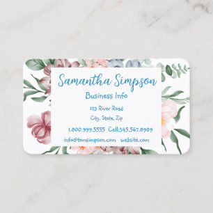 Watercolor modern professional elegant flowers bu business card