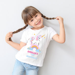 Watercolor Modern Rainbow Unicorn Birthday family  Baby T-Shirt