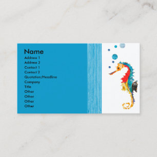 Watercolor Modern Sea horse Blowing Bubbles Business Card