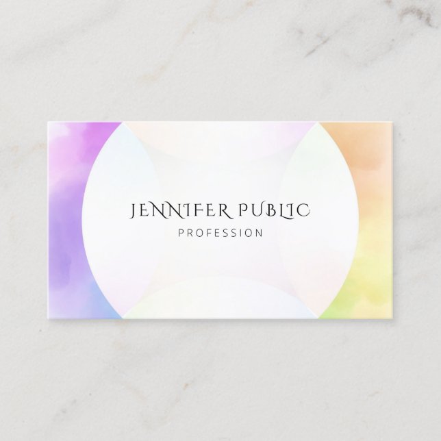 Watercolor Modern Simple Design Elegant Template Business Card (Front)