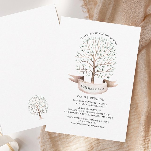 Watercolor Modern Tree Annual Family Reunion  Invitation (Watercolor Modern Tree Annual Family Reunion Invitation)