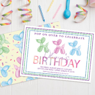 Watercolor Modern Typography Birthday Party Invitation