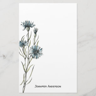 Watercolor Modern Wildflower Floral Greenery Stationery