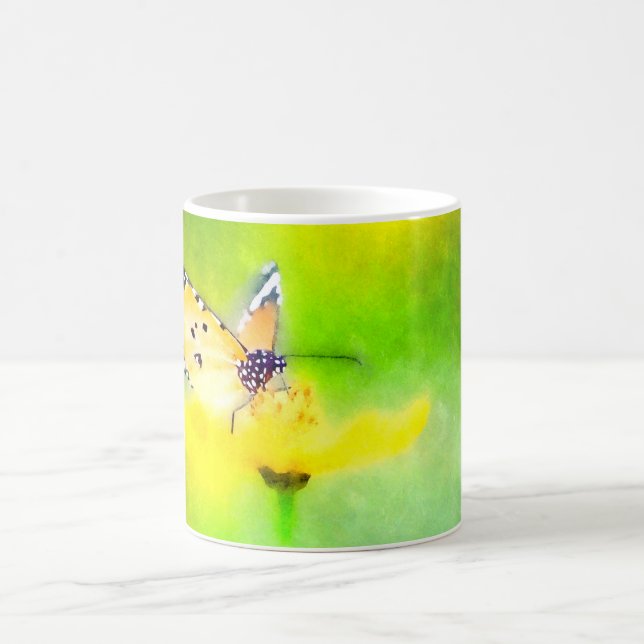 Watercolor Monarch Butterfly & Flower Mug (Center)