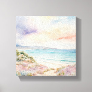 Watercolor monet painting of a beach canvas print