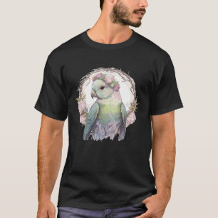 Watercolor Monk Flower Crown Parakeet Quaker Parro T-Shirt