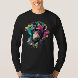 Watercolor Monkey Chimpanzee Colorful Wildlife T-Shirt