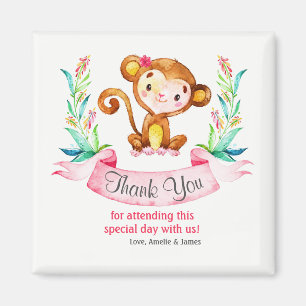 Watercolor Monkey Girl Thank You Magnet