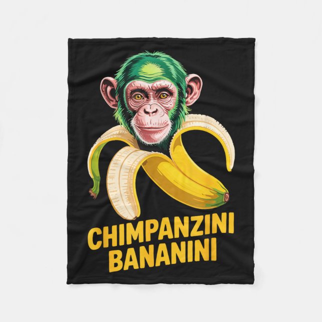 Watercolor Monkey Meme Italian Brainrot Chimpanzin Fleece Blanket (Front)