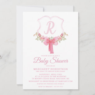 Watercolor Monogram Baby Shower Invitation