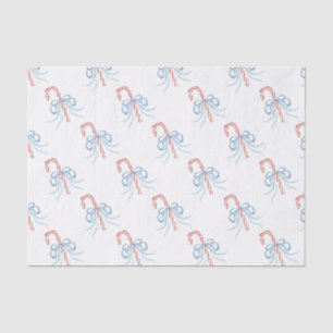 Watercolor Monogram Bow Candy Cane Tissue Paper