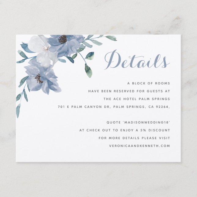 Watercolor Monogram Crest Wedding Details Enclosure Card (Front)