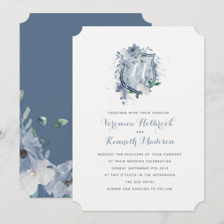 Watercolor Monogram Crest Wedding invitation