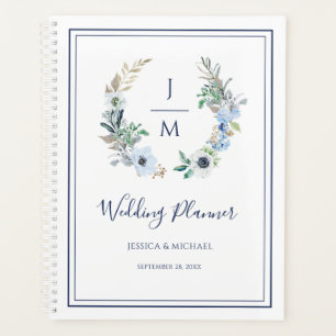 Watercolor Monogram Floral Wreath Wedding Planner