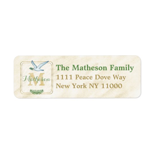 Watercolor Monogram Green and Gold Typography Return Address Label