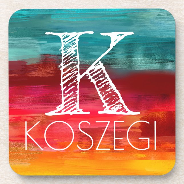 Watercolor monogram initial coaster set (Front)