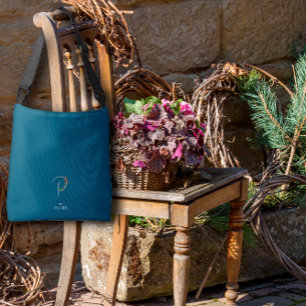 Watercolor monogram letter P nurse dark blue Crossbody Bag