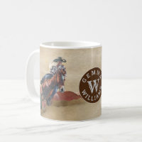Watercolor Monogram Name Cowgirl on Horse Western