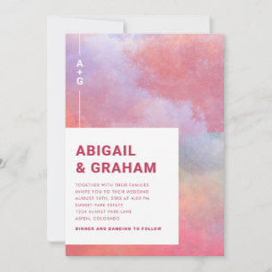 Watercolor Monogram Wedding Invitation