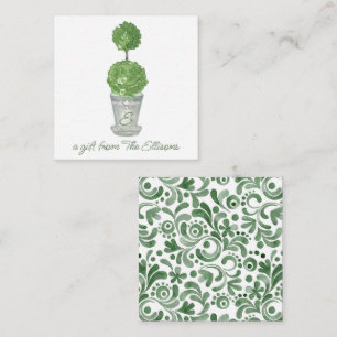 Watercolor Monogrammed Topiary Gift Enclosure Card