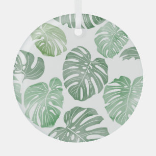 Watercolor monster, tropical seamless wallpaper. glass tree decoration