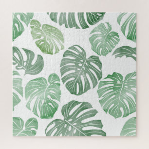 Watercolor monster, tropical seamless wallpaper. jigsaw puzzle