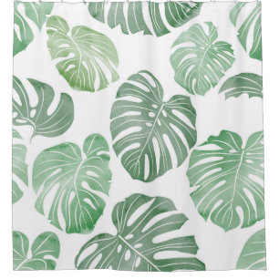 Watercolor monster, tropical seamless wallpaper. shower curtain