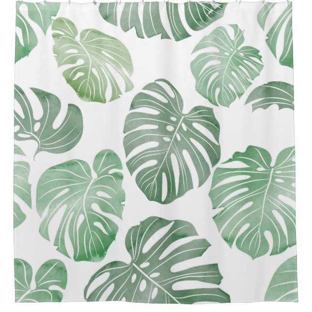 Watercolor monster, tropical seamless wallpaper. shower curtain (Front)